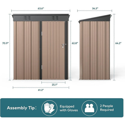 Abri de jardin en métal pour rangement extérieur, avec porte verrouillable, pour meubles de patio et outils