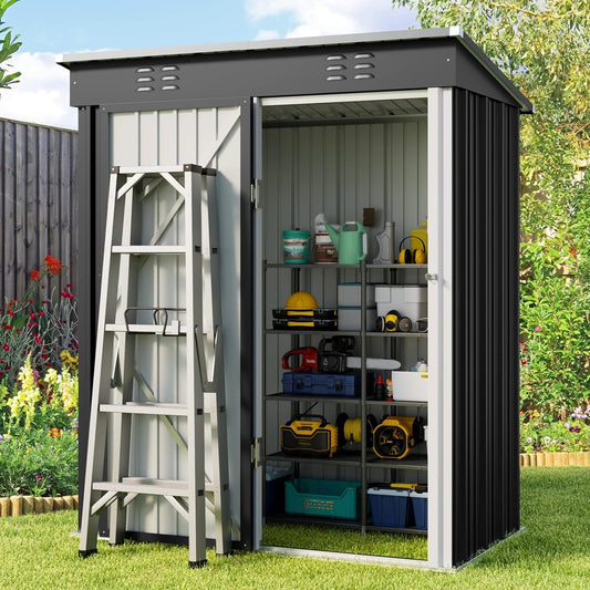 Abri de jardin en métal pour rangement extérieur, avec porte verrouillable, pour meubles de patio et outils
