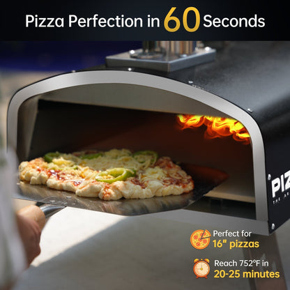 Four à pizza extérieur à bois, four à pizza portable avec pelle à pizza, sac de transport - 16 pouces