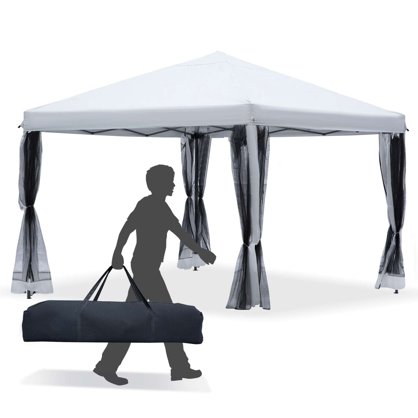 Outsunny Tente Pop-up de 3m x 3m avec parois latérales en filet amovibles, conception facile à installer, pour événements et fêtes en plein air