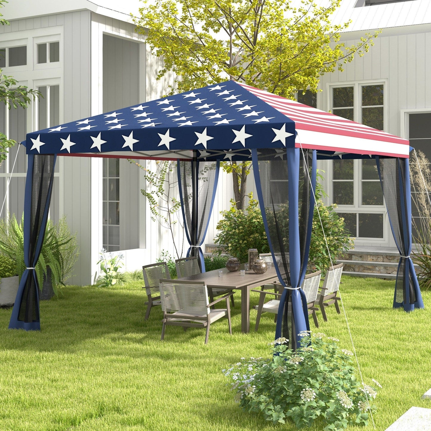 Outsunny Tente Pop-up de 3m x 3m avec parois latérales en filet amovibles, conception facile à installer, pour événements et fêtes en plein air