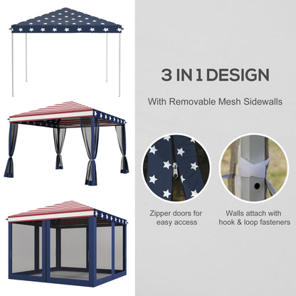 Outsunny Tente Pop-up de 3m x 3m avec parois latérales en filet amovibles, conception facile à installer, pour événements et fêtes en plein air