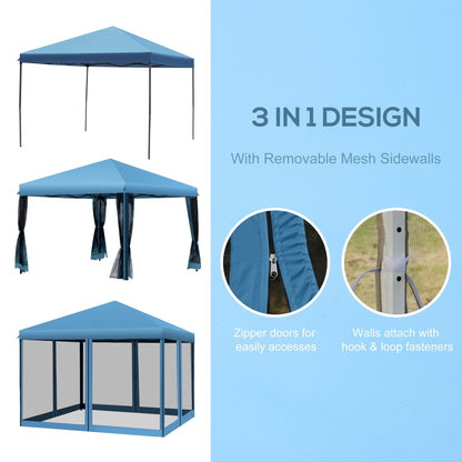 Outsunny Tente Pop-up de 3m x 3m avec parois latérales en filet amovibles, conception facile à installer, pour événements et fêtes en plein air