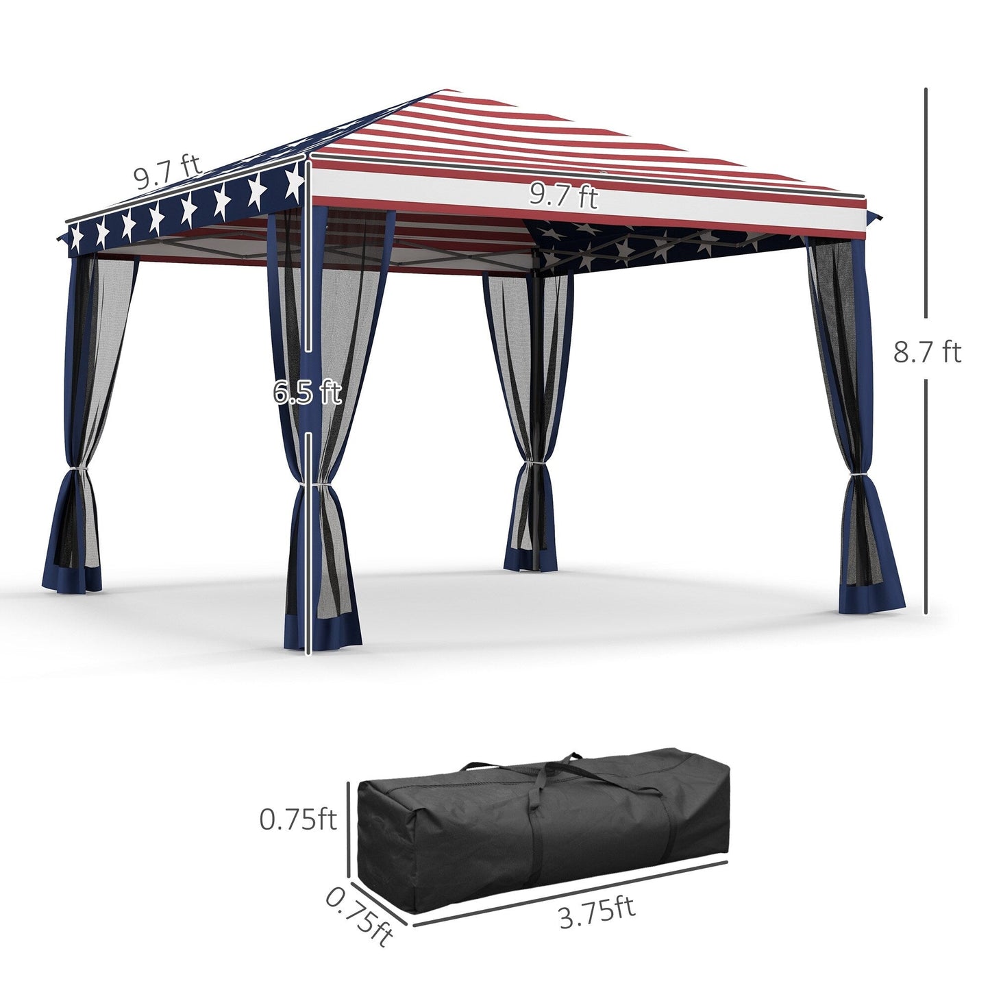 Outsunny Tente Pop-up de 3m x 3m avec parois latérales en filet amovibles, conception facile à installer, pour événements et fêtes en plein air