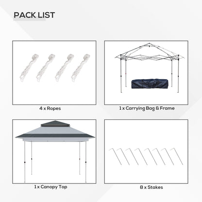 Outsunny Tente Pop-up Instant Canopy 3,6 m x 3,6 m, avec Pare-soleil, pliable, avec moustiquaire latérale en maille, hauteur réglable sur 3 niveaux