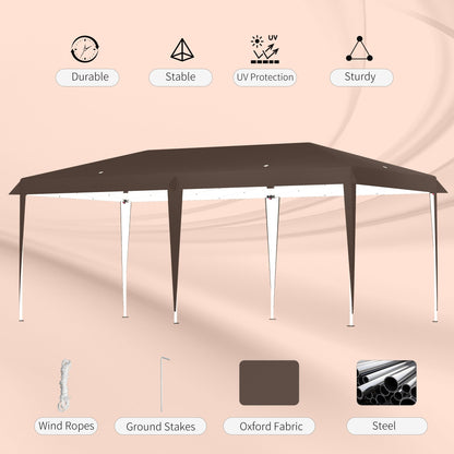 Caravane Pop-up Outsunny ultra-résistante avec cadre robuste, toit pare-UV et sac de transport pour patio, jardin, plage, cour arrière