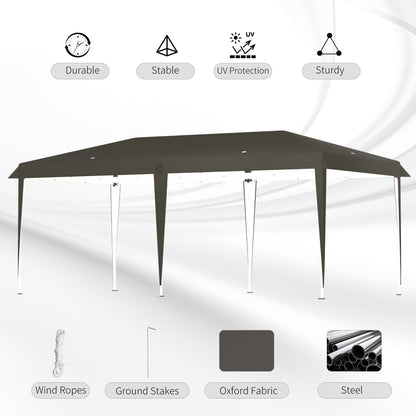 Caravane Pop-up Outsunny ultra-résistante avec cadre robuste, toit pare-UV et sac de transport pour patio, jardin, plage, cour arrière