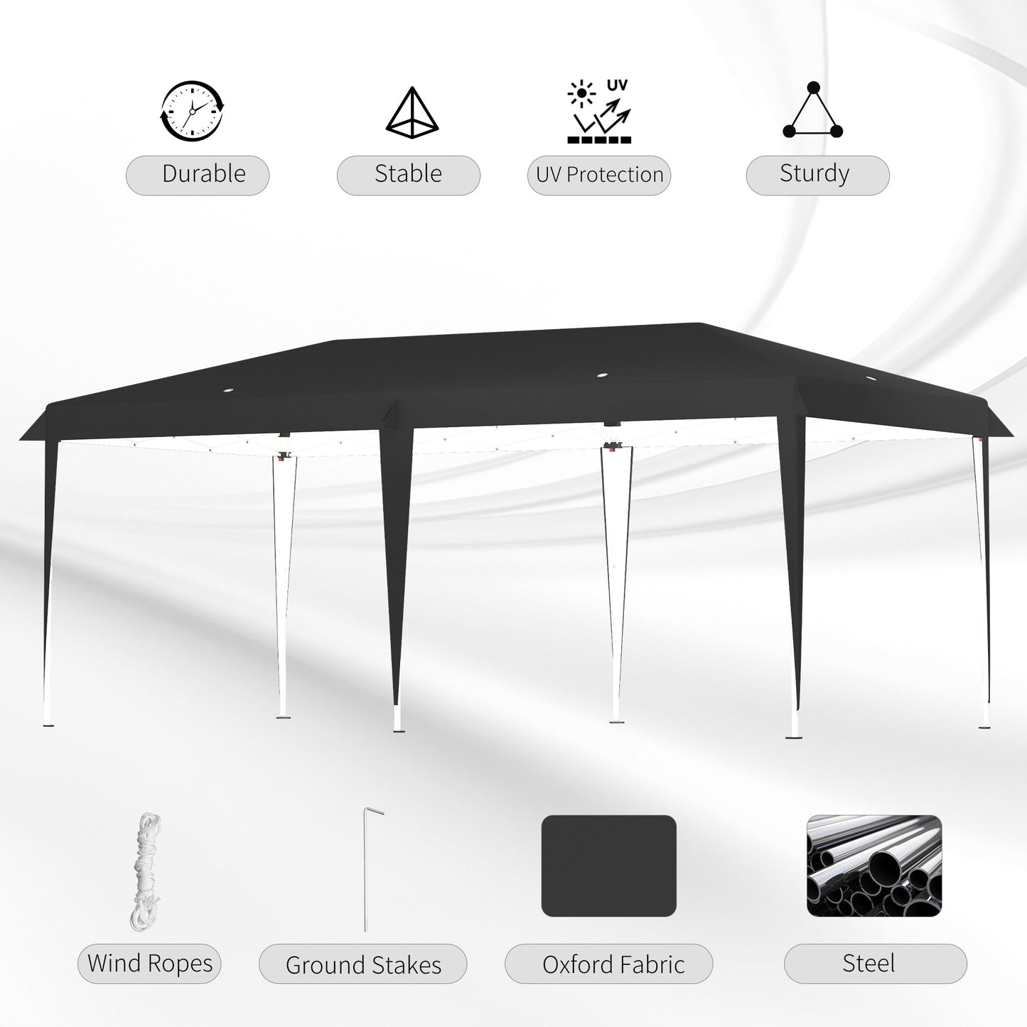 Caravane Pop-up Outsunny ultra-résistante avec cadre robuste, toit pare-UV et sac de transport pour patio, jardin, plage, cour arrière