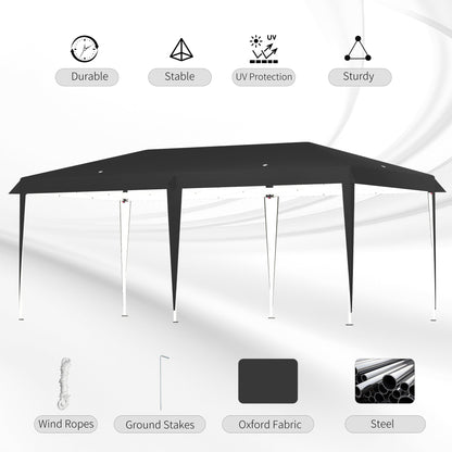 Caravane Pop-up Outsunny ultra-résistante avec cadre robuste, toit pare-UV et sac de transport pour patio, jardin, plage, cour arrière