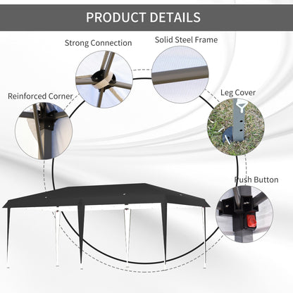 Caravane Pop-up Outsunny ultra-résistante avec cadre robuste, toit pare-UV et sac de transport pour patio, jardin, plage, cour arrière