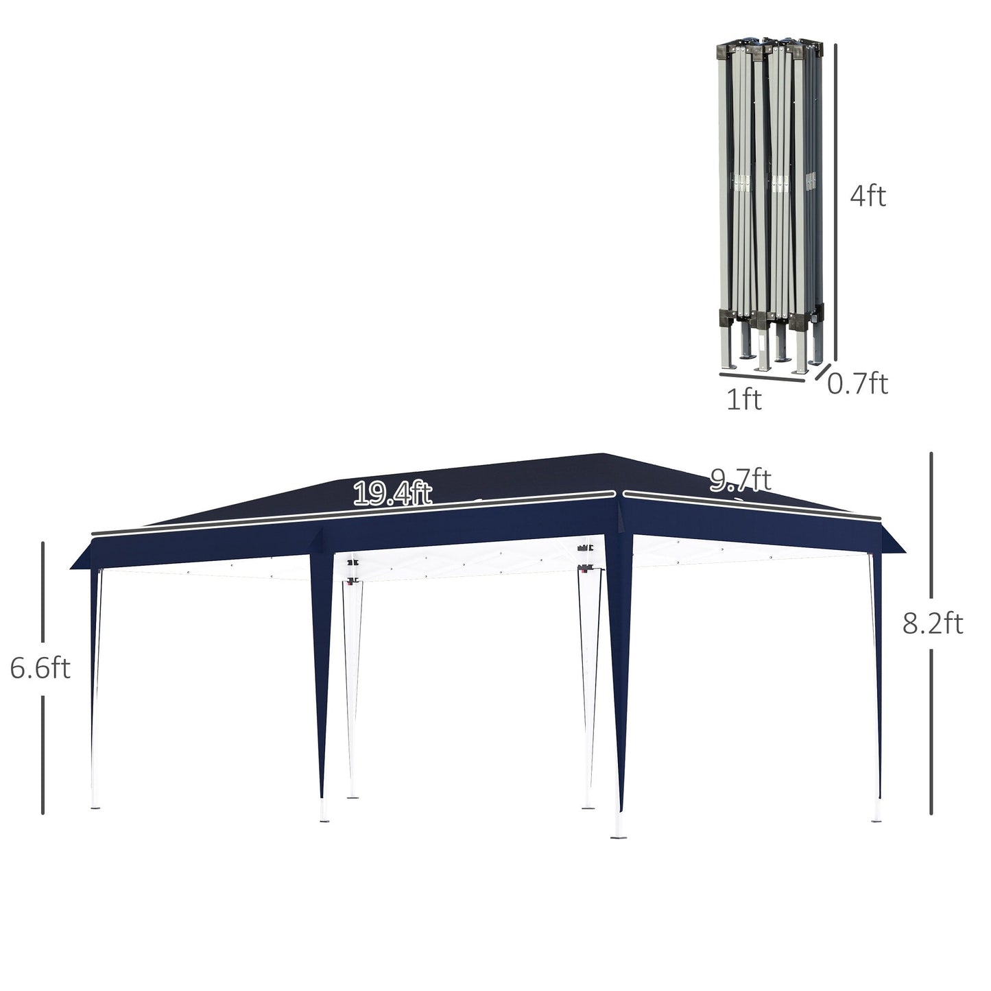 Caravane Pop-up Outsunny ultra-résistante avec cadre robuste, toit pare-UV et sac de transport pour patio, jardin, plage, cour arrière