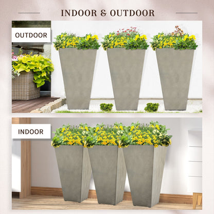 Outsunny Lot de 3 grands pots à fleurs en plastique, 71 cm de hauteur, pour l'intérieur et l'extérieur, pour entrée, patio, jardin