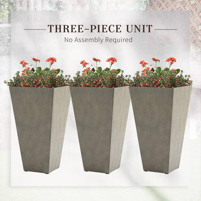 Outsunny Lot de 3 grands pots à fleurs en plastique, 71 cm de hauteur, pour l'intérieur et l'extérieur, pour entrée, patio, jardin