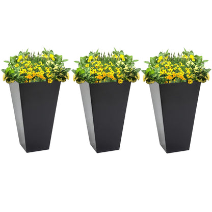Outsunny Lot de 3 grands pots à fleurs en plastique, 71 cm de hauteur, pour l'intérieur et l'extérieur, pour entrée, patio, jardin