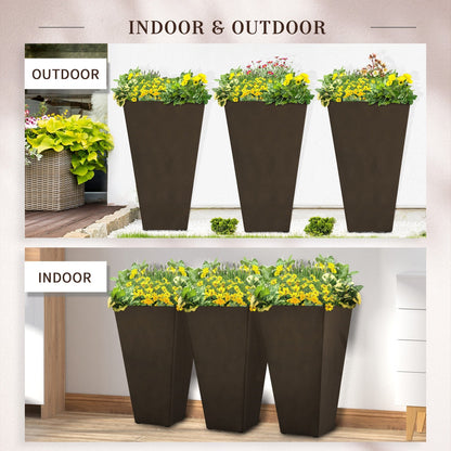 Outsunny Lot de 3 grands pots à fleurs en plastique, 71 cm de hauteur, pour l'intérieur et l'extérieur, pour entrée, patio, jardin