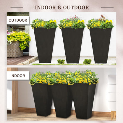Outsunny Lot de 3 grands pots à fleurs en plastique, 71 cm de hauteur, pour l'intérieur et l'extérieur, pour entrée, patio, jardin