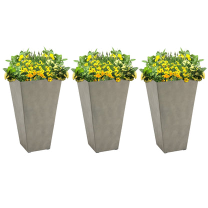 Outsunny Lot de 3 grands pots à fleurs en plastique, 71 cm de hauteur, pour l'intérieur et l'extérieur, pour entrée, patio, jardin