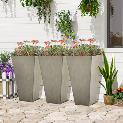Outsunny Lot de 3 grands pots à fleurs en plastique, 71 cm de hauteur, pour l'intérieur et l'extérieur, pour entrée, patio, jardin