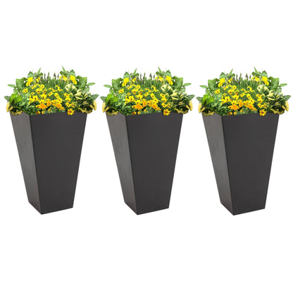 Outsunny Lot de 3 grands pots à fleurs en plastique, 71 cm de hauteur, pour l'intérieur et l'extérieur, pour entrée, patio, jardin