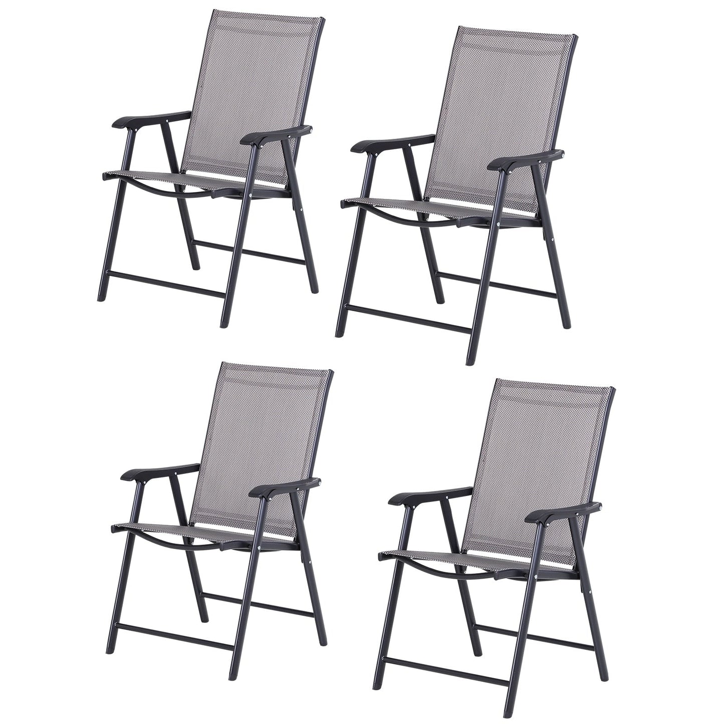 Outsunny Ensemble de 4 chaises de jardin pliantes avec un design simple et chic, confortables pour la terrasse, le jardin, la cour et les voyages.