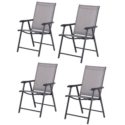 Outsunny Ensemble de 4 chaises de jardin pliantes avec un design simple et chic, confortables pour la terrasse, le jardin, la cour et les voyages.