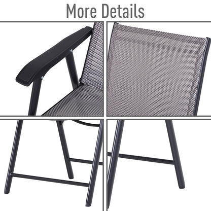 Outsunny Ensemble de 4 chaises de jardin pliantes avec un design simple et chic, confortables pour la terrasse, le jardin, la cour et les voyages.