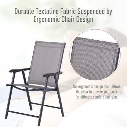 Outsunny Ensemble de 4 chaises de jardin pliantes avec un design simple et chic, confortables pour la terrasse, le jardin, la cour et les voyages.