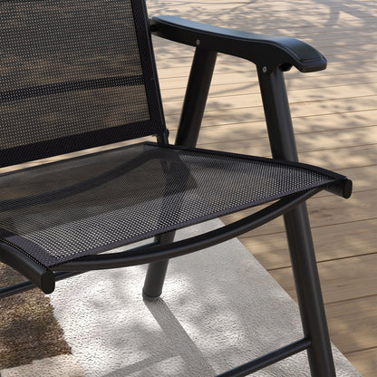 Outsunny Ensemble de 4 chaises de jardin pliantes avec un design simple et chic, confortables pour la terrasse, le jardin, la cour et les voyages.
