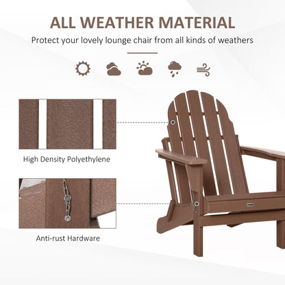 Outsunny Chaise de jardin pliante Adirondack, chaise de plage en plastique résistant aux intempéries en HDPE pour terrasse, pont et mobilier de jardin