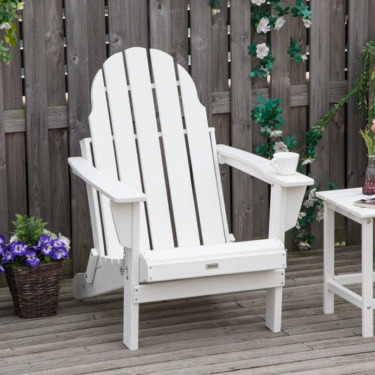 Outsunny Chaise de jardin pliante Adirondack, chaise de plage en plastique résistant aux intempéries en HDPE pour terrasse, pont et mobilier de jardin