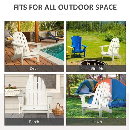 Outsunny Chaise de jardin pliante Adirondack, chaise de plage en plastique résistant aux intempéries en HDPE pour terrasse, pont et mobilier de jardin