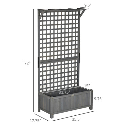 Outsunny Planter en Bois avec Treillis, Bac de Jardin surélevé pour Plantes grimpantes avec Trou de Drainage et Toit