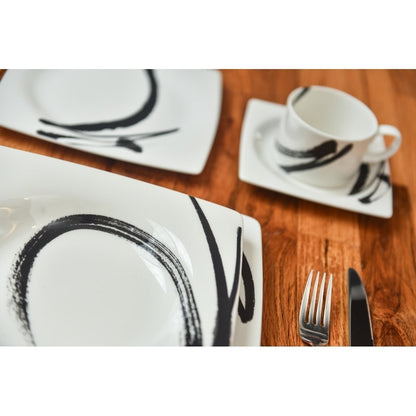 Assiettes de dîner carrées noires (lot de 6)