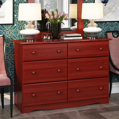 Palace Imports - Meuble de rangement à 6 tiroirs en bois massif 100%