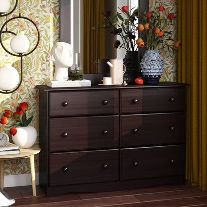 Palace Imports - Meuble de rangement à 6 tiroirs en bois massif 100%
