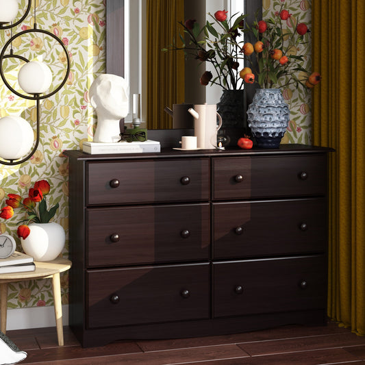 Palace Imports - Meuble de rangement à 6 tiroirs en bois massif 100%