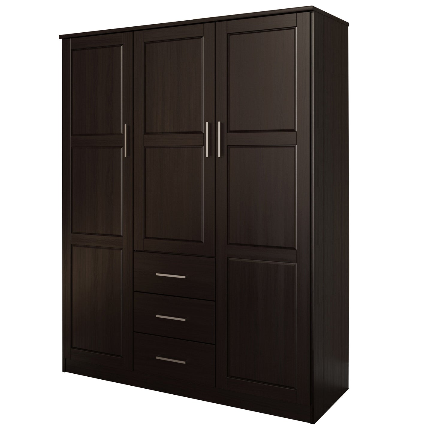 Palace Imports Armoire à 3 portes Cosmo en bois massif 100 % avec portes en bois massif ou en miroir