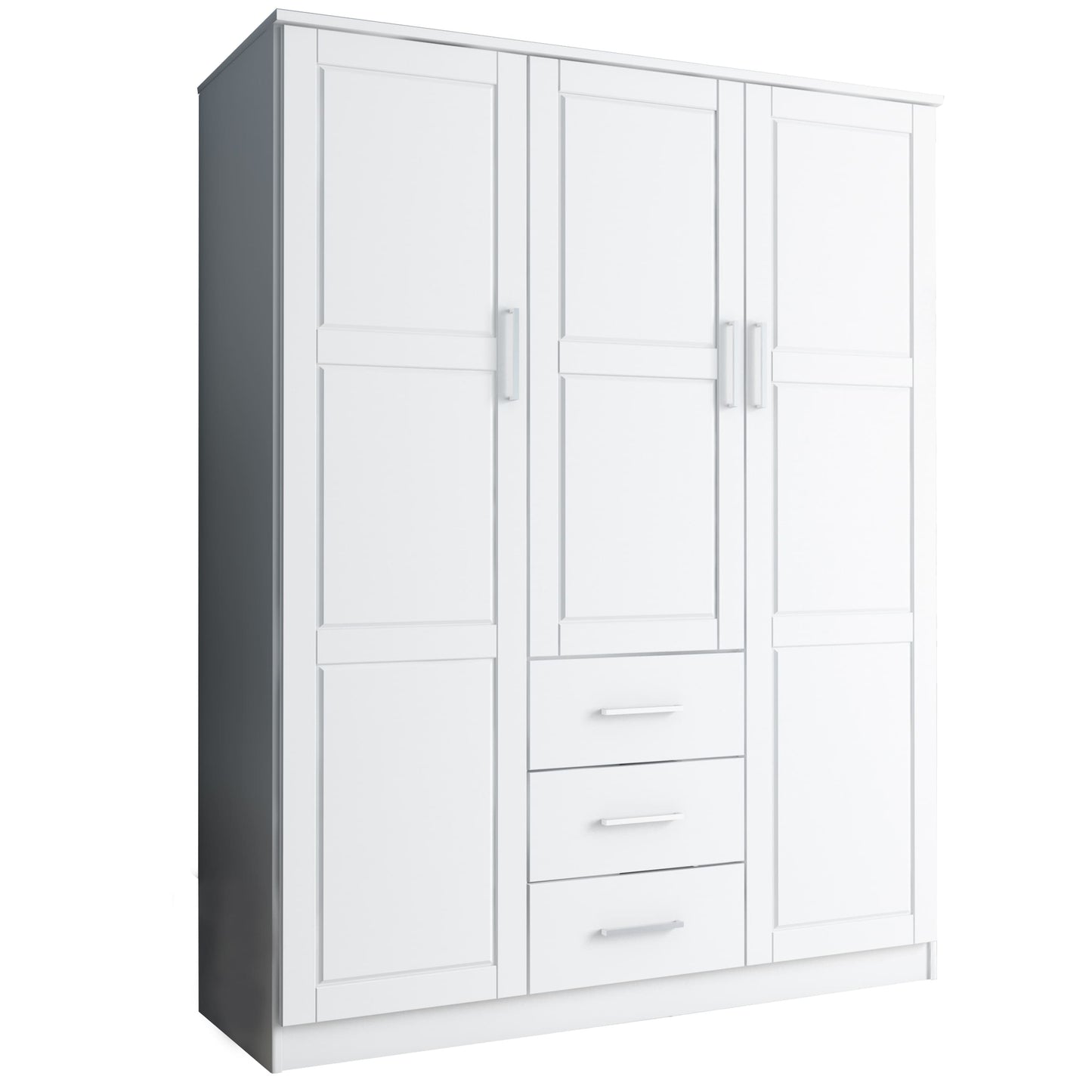 Palace Imports Armoire à 3 portes Cosmo en bois massif 100 % avec portes en bois massif ou en miroir