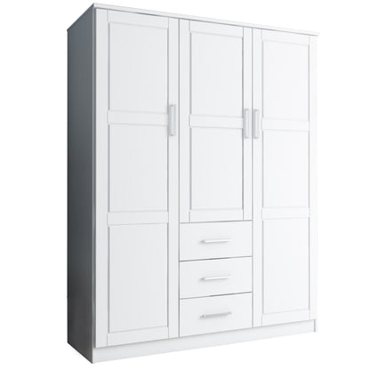 Palace Imports Armoire à 3 portes Cosmo en bois massif 100 % avec portes en bois massif ou en miroir
