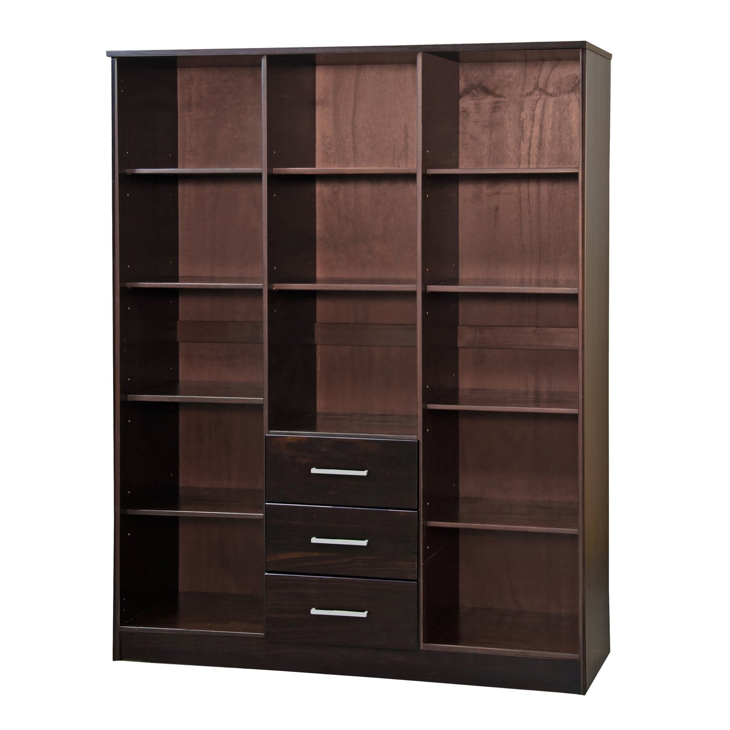 Palace Imports Armoire à 3 portes Cosmo en bois massif 100 % avec portes en bois massif ou en miroir