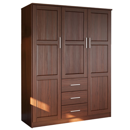 Palace Imports Armoire à 3 portes Cosmo en bois massif 100 % avec portes en bois massif ou en miroir
