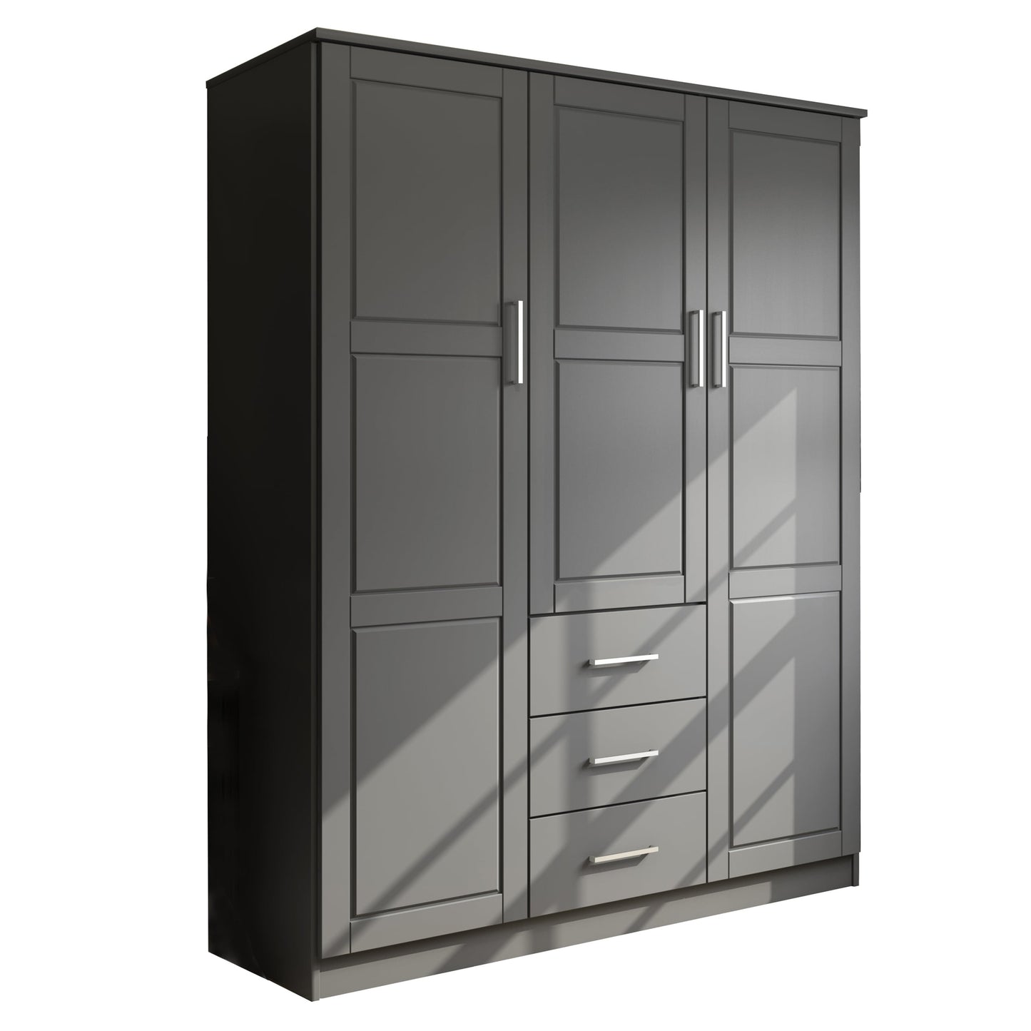 Palace Imports Armoire à 3 portes Cosmo en bois massif 100 % avec portes en bois massif ou en miroir