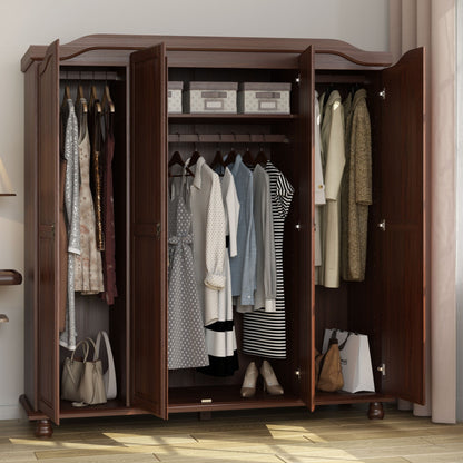 Palace Imports Armoire Kyle à 4 portes en bois massif avec portes en bois massif ou en miroir