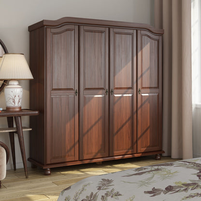 Palace Imports Armoire Kyle à 4 portes en bois massif avec portes en bois massif ou en miroir