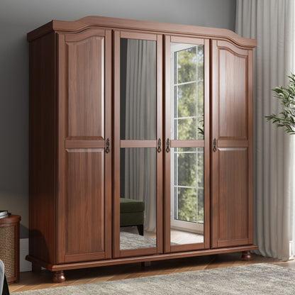 Palace Imports Armoire Kyle à 4 portes en bois massif avec portes en bois massif ou en miroir