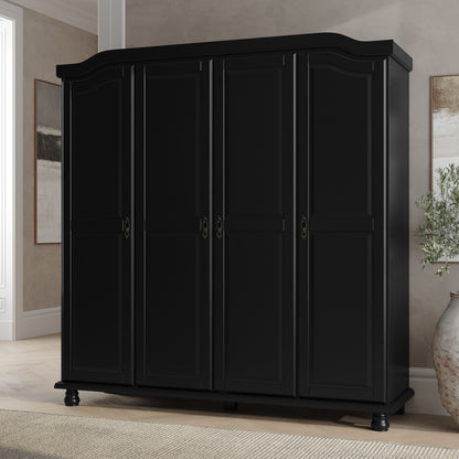 Palace Imports Armoire Kyle à 4 portes en bois massif avec portes en bois massif ou en miroir