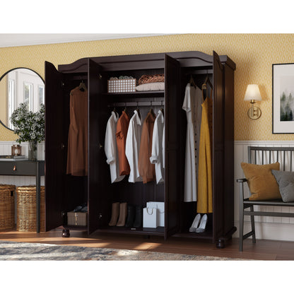 Palace Imports Armoire Kyle à 4 portes en bois massif avec portes en bois massif ou en miroir