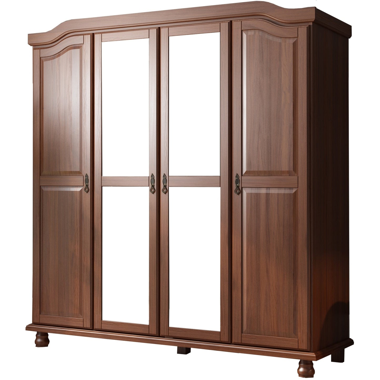 Palace Imports Armoire Kyle à 4 portes en bois massif avec portes en bois massif ou en miroir