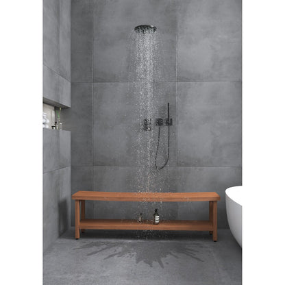 Banc de douche en teck Sumba avec étagère, breveté