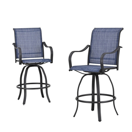 Chaise de bar à dossier haut et pivotante en métal pour extérieur, modèle Patio Festival (lot de 2)